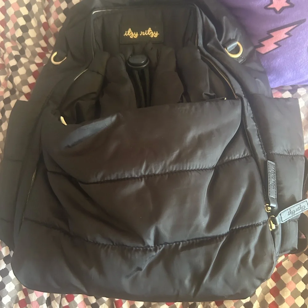 Zara Kids Black Quilted Puffer Jacket with Gold Accents
